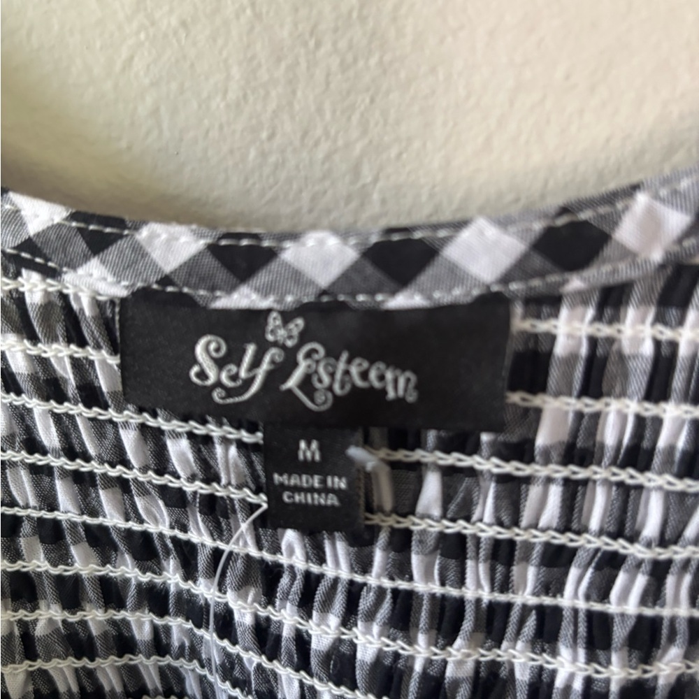Self Esteem Monochrome Checkered Blouse